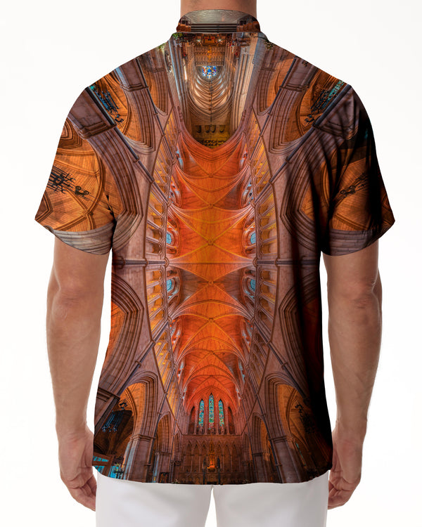 
Church Building Men's Button Shirt 3D Printed Casual Short Sleeve Hawaiian Party Beach Shirt
                