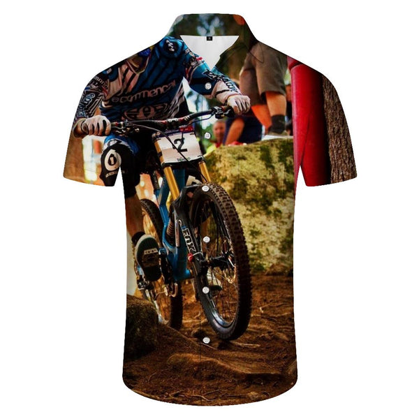 
Off-road sports motorcycle pattern fashion men's short-sleeved beach shirt Hawaiian shirt summer clothing lapel shirt casual tops breathable printing
                