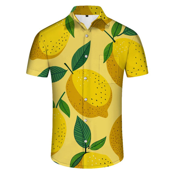 
Lemon Print Shirt Hawaiian Shirt Men Bright Citrus Fruit Casual Shirt Shirt Short Sleeve Fashion
                
