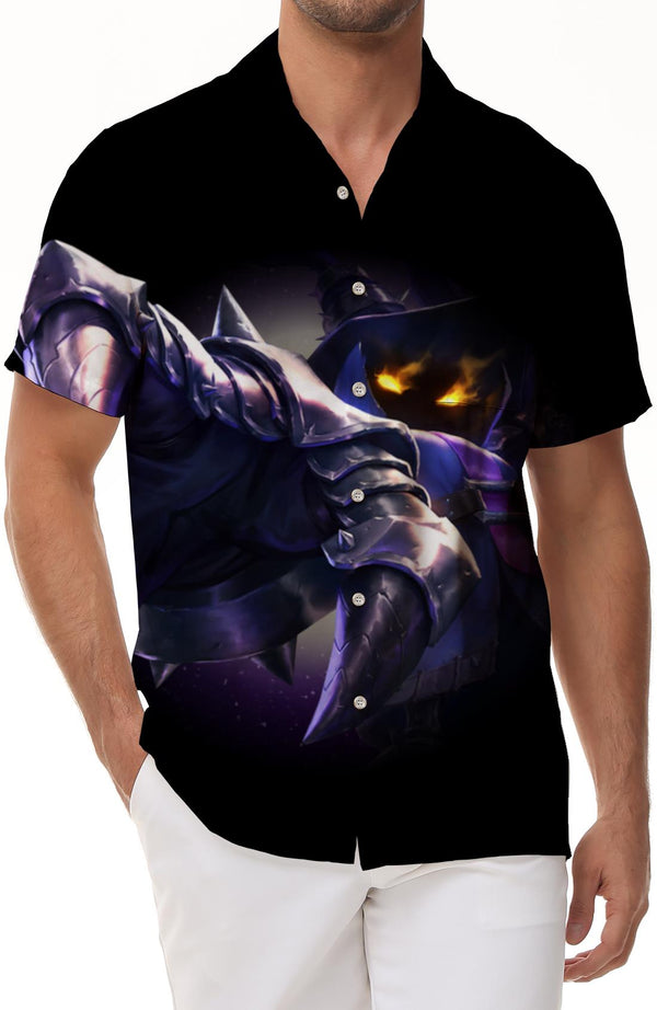 Game Anime Characters 3D Printing Street Hip Hop Rap Fashion Casual Short Sleeve Shirt Men's Button Pocket Short Sleeve Shirt Lapel