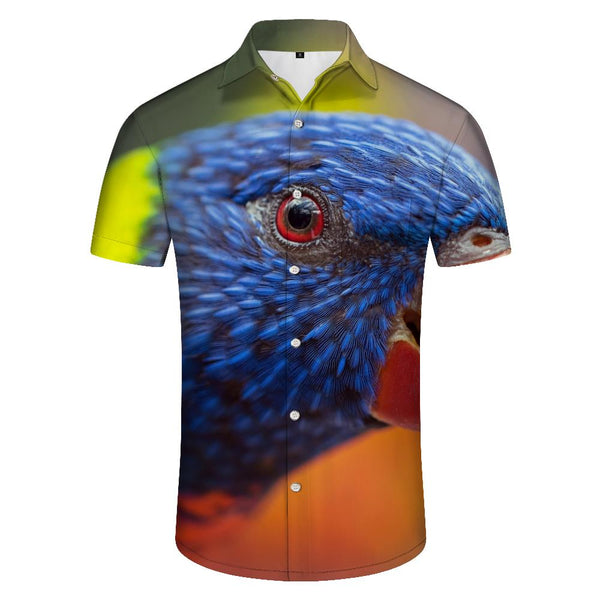
Lark Men's Hawaiian Shirt Popular Men's Summer Fashion Full Button Casual Digital Printed Shirt Tops Bird Feathers
                