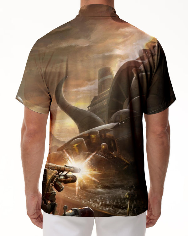 
Cool shooting game breathable short-sleeved Hawaiian shirt men's fun Hawaiian ocean vacation beach tops
                