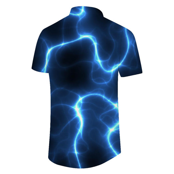 
Blue Lightning Shine Men's Casual Button Short Sleeve Breathable Shirt with Pocket Beach Vacation Shirt
                