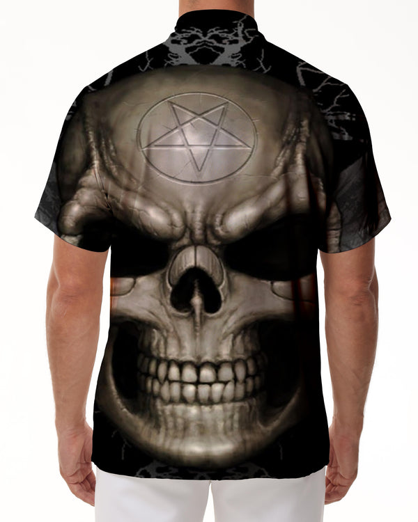 
Casual Men's Button Short Sleeve Hawaiian Shirt Beach Top Gothic Witch Skull Black
                