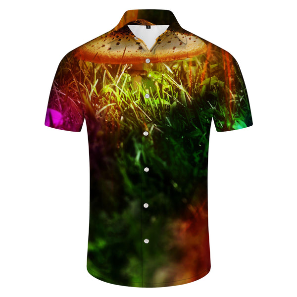 
Green Plant Men's Short Sleeve Four Seasons Summer Lapel Rainbow Colorful Beach Tropical Hawaiian Casual Wear
                