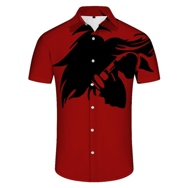 
Red Daily Cartoon Hawaiian Tropical Four Seasons Fashion Button Lapel Pocket Short Sleeve Shirt Men's Daily Street Wear
                