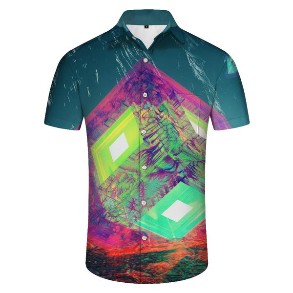
Square Glowing Geometric Pattern Tropical Beach Shirt Men's Hawaiian Shirt Button Short Sleeve Shirt Geometric
                