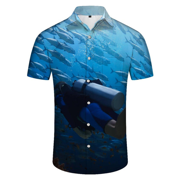 
Underwater World Fish Diving Casual Loose Men's Short Sleeve Shirt Hawaiian Tropical Summer Short Sleeve Shirt Beach
                