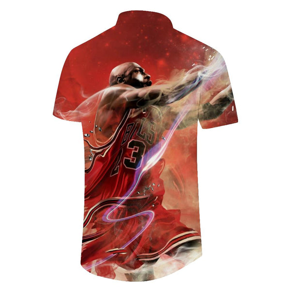 
Sports basketball competition red short-sleeved shirt beach seaside Hawaiian short-sleeved shirt button lapel 3d printed pattern casual daily travel men
                