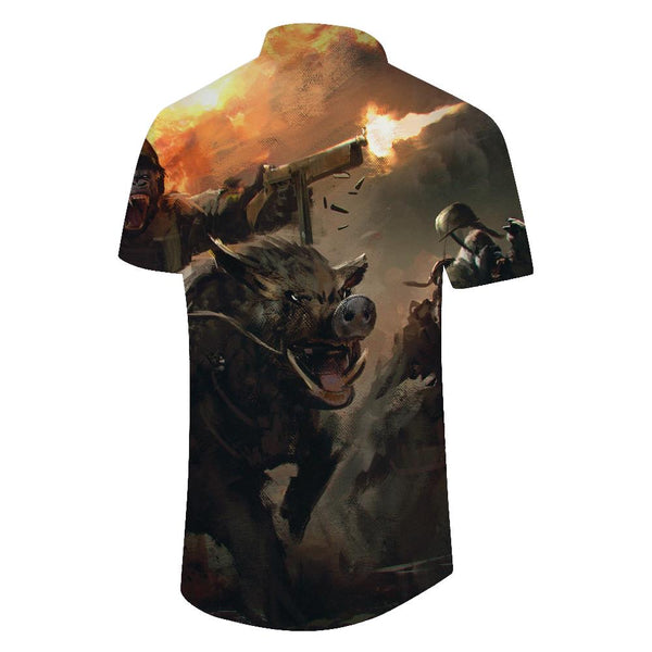 
Mixed color animal world 3d digital printing Hawaiian tropical casual men's short sleeve loose and comfortable daily street
                
