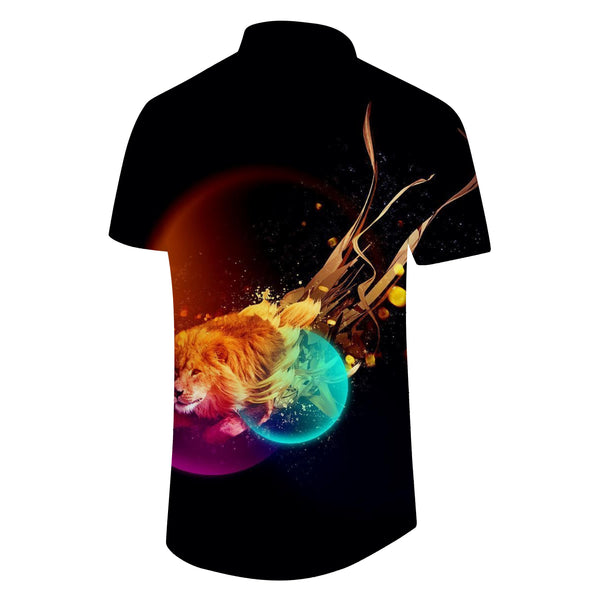 
Fire Lion Men's Short Sleeve Shirt Casual Button Shirt Short Sleeve Summer Top with Pockets
                