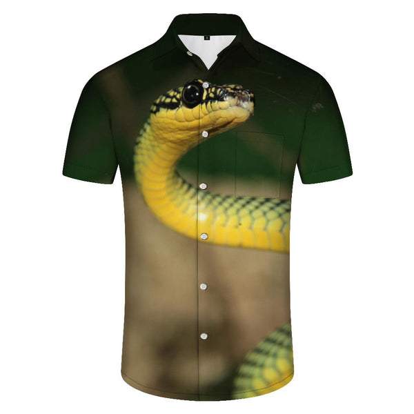 
Funny snake totem men's short-sleeved shirt fashionable urban trend classic comfortable hip-hop summer short-sleeved shirt
                