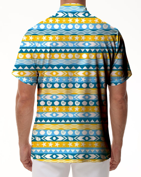 
Seashell pattern men's short-sleeved shirt summer leisure vacation beach button short-sleeved shirt
                