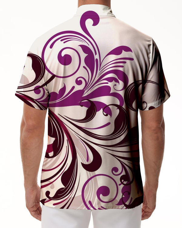 
Fashion Trendy Curve Floral Butterfly Graphic Print Hawaiian Ombre Button Pocket Men's Shirt
                