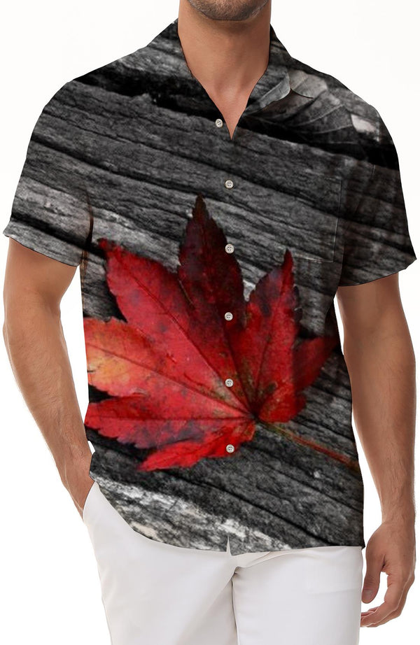 Maple Leaf Men's Casual Loose Beach Seaside Short Sleeve Shirt Hawaiian Tropical Four Seasons Short Sleeve Shirt Beach Summer Essential