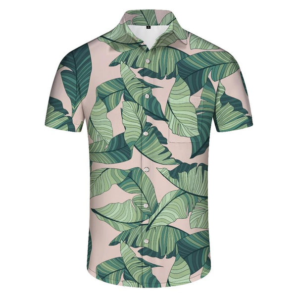 
Palm leaf tropical Hawaiian style shirt men's casual loose fashion daily street short sleeve unique personality
                