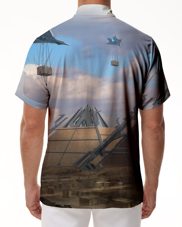 
Ancient Egypt Secret Pyramid Sphinx Hawaiian Shirt Men's Summer Beach Print Short Sleeve Button
                