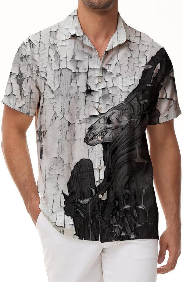 Creative skull funny shirt short sleeve men's regular style casual Hawaiian holiday beach short sleeve shirt ocean