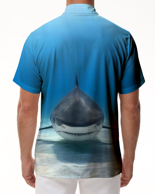 
Ocean Wildlife Shark Mens Short Sleeve Shirt Casual Button Summer Beach Shirt Classic Fit Top
                