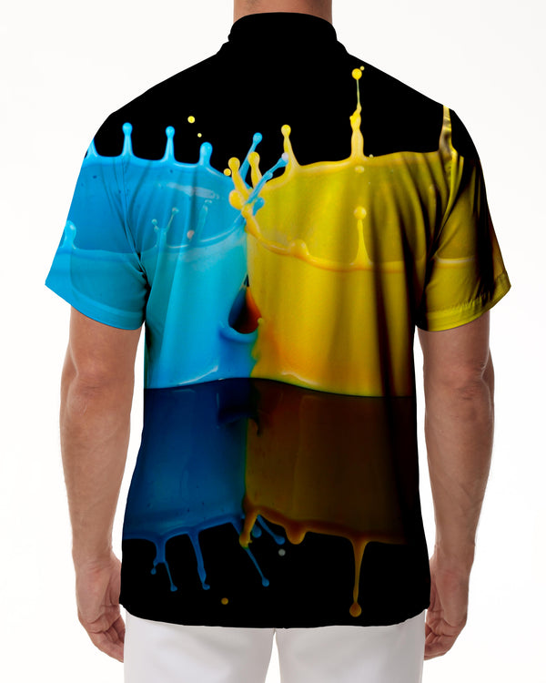
Artistic color pigment men's casual shirt beach retro casual colorful short sleeve shirt 3d digital printing
                