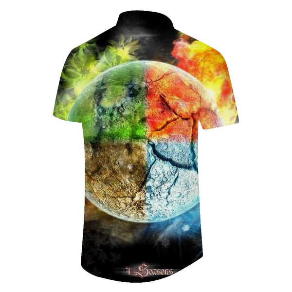 
Colorful Earth Landscape Cool Tropical Summer Men's Short Sleeve Shirt Button Collar Shirt with Pockets
                