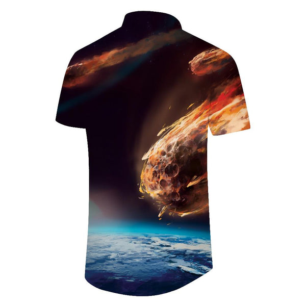 
Hawaiian Shirt Men Indoor Party Street Walking Top Button Short Sleeve Lined Color Men Casual Style Summer Printed Shirt Polyester
                