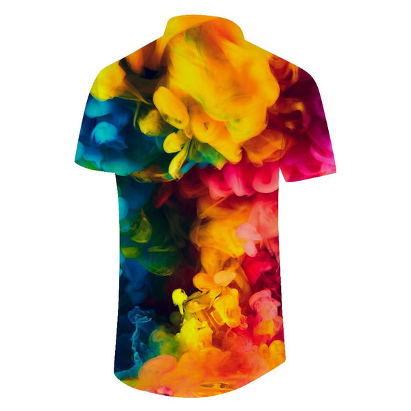 
Spray Rainbow Smoke Hawaiian Shirt Men's Everyday Loose Casual Button Shirt Short Sleeve Casual Hawaiian Beach Shirt Print
                