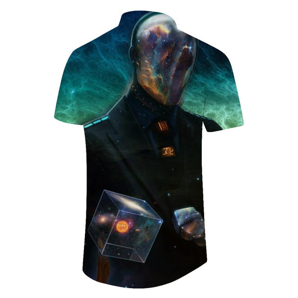 
Surreal fantasy art space nature galaxy ocean men casual hawaiian button down pocket shirt beach shirt short beach summer
                