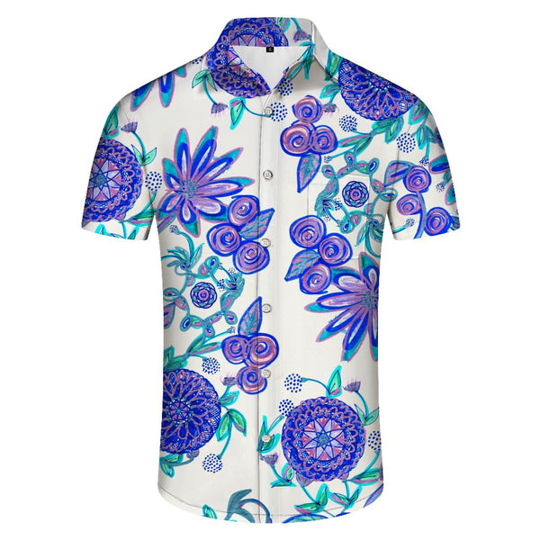 
Abstract painting art men's casual daily travel short sleeve shirt Hawaiian tropical lapel pocket outdoor fishing top
                
