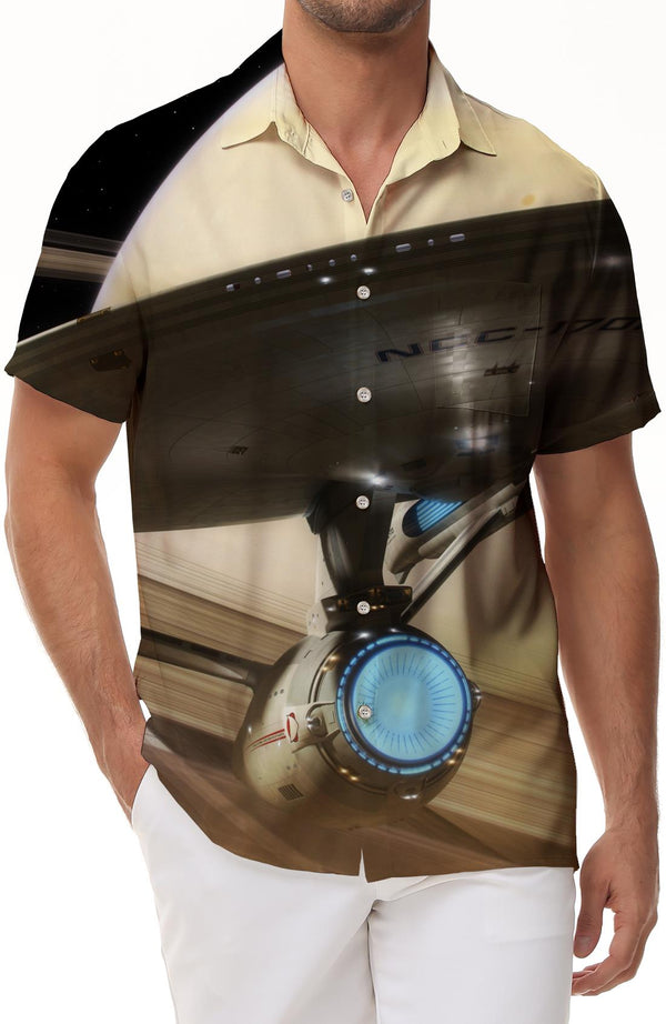 Airplane Men's Hawaiian Shirt Short Sleeve Button Summer Beach Casual Shirt