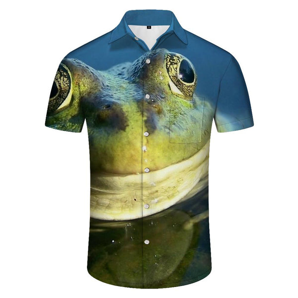 
Frog Black Hawaiian Shirt Short Sleeve Men's Casual Button Shirt Beach Holiday
                