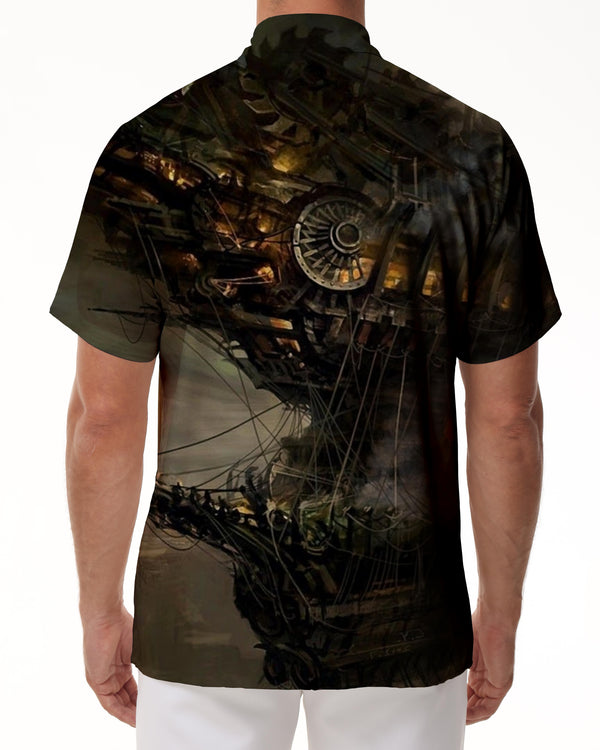 
Summer Men's Boat Print Short Sleeve Shirt Tops Casual Hawaiian Lapel Button Shirt Fashion Loose Clothing
                