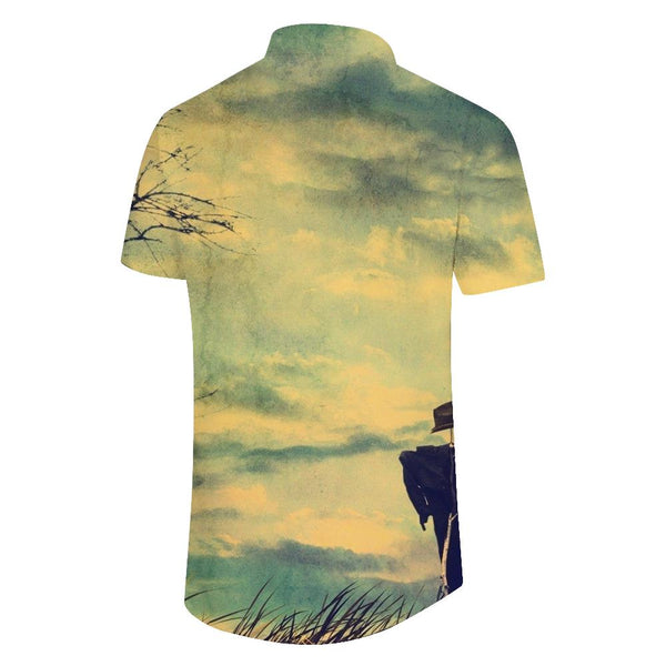 
Film Retro Style Men's Natural Grassland Wilderness Shirt Casual Hawaiian Short Sleeve Button Top
                