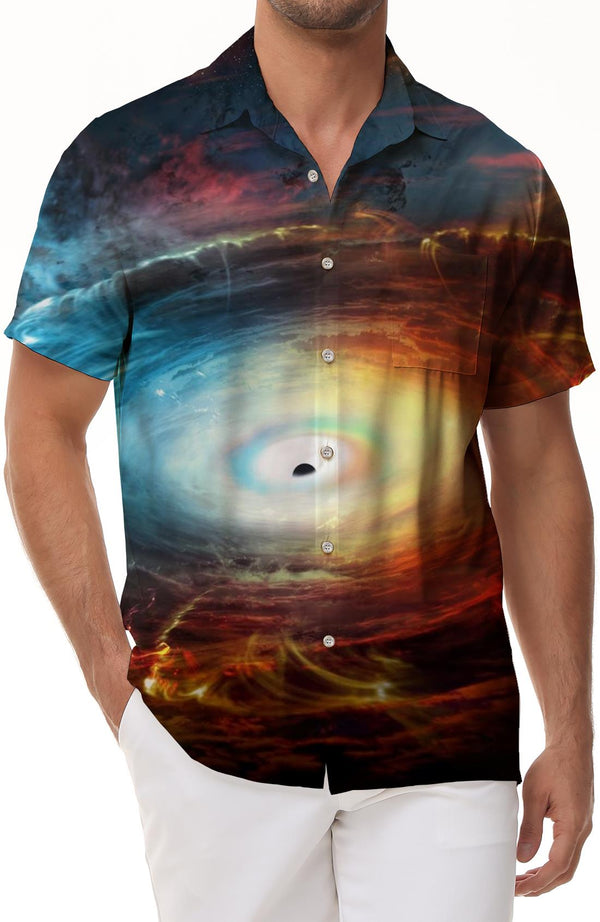 Fantasy beautiful colorful clouds men's short-sleeved button-down shirt fashionable and comfortable summer shirt short-sleeved