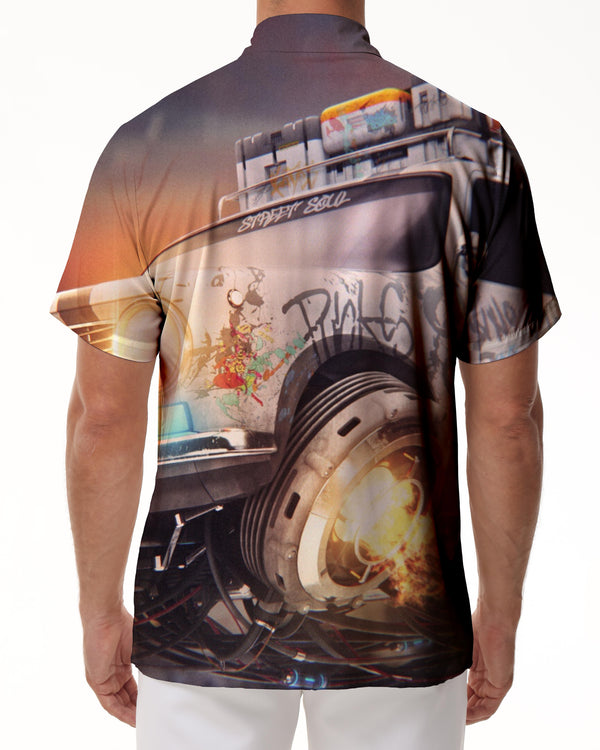 
Cool Wild Adventure Car Men's Hawaiian Shirt Short Sleeve Button Casual Shirt Tropical Fish
                