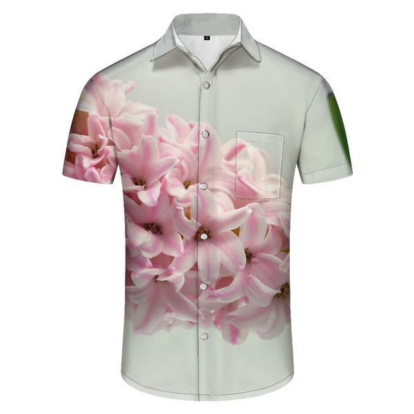 
Hyacinth flowers trendy tropical summer casual mens button down Hawaiian shirt clothing mens beach shirt vintage
                