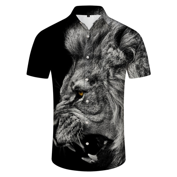 
Animal Men's Lion Letter Shirt Short Sleeve Fashion Designer Casual Outdoor Leisure Summer Spring Lapel Print Black
                
