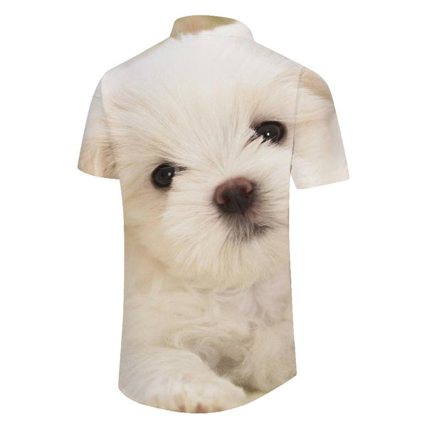 
Maltese Dog Cute Button Men Casual Loose Tropical Hawaiian Button Lapel Vacation Beach Short Sleeve Shirt
                
