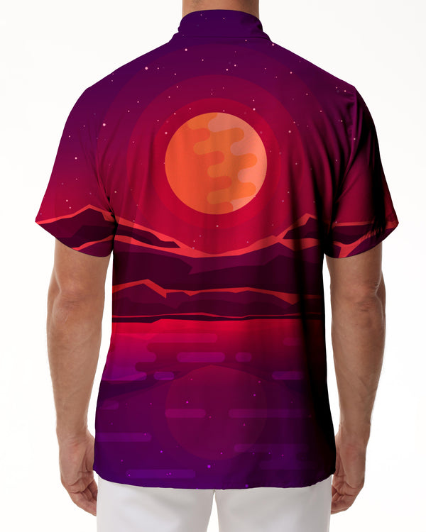 
Art Orange Mountains and Moon Starry Sky Mens Hawaiian Shirt Tropical Short Sleeve Button Down Beach Shirt Regular
                
