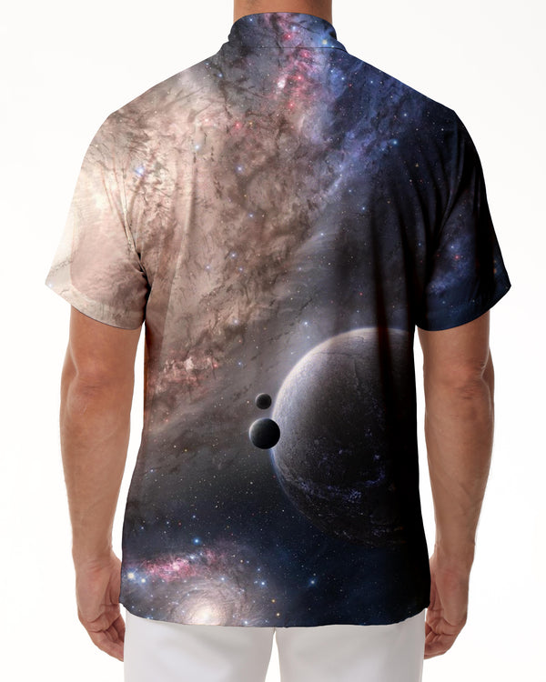 
Universe Fantasy Beautiful Sky Loose Casual Shirt Print Men's Short Sleeve Summer Tops with Pockets Vacation Beach
                