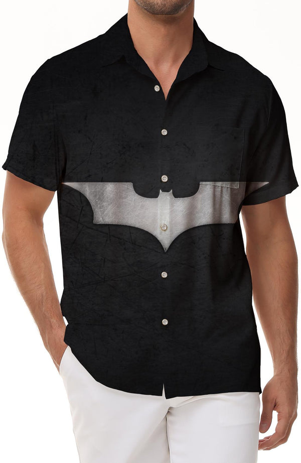 Grey bat logo tropical Hawaiian fashion comfortable breathable short sleeve shirt men's casual style tops