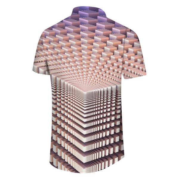 
Geometric Shirt Hawaiian Button Men's Casual Shirt Beach Short Sleeve Suit Mixed Color Shirt
                