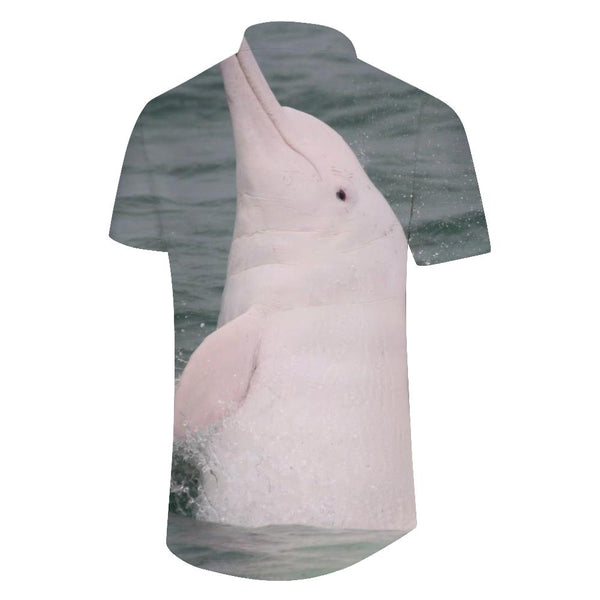 
Pink Whale Casual Men's Short Sleeve Shirt Lapel Button Top Short Sleeve Hawaiian Loose Top
                