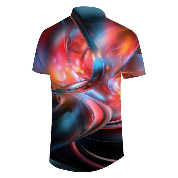 
Vintage Hawaiian Beach Shirt Men's Casual Stained Glass Print Pattern Button Shirt Summer Loose Fit
                