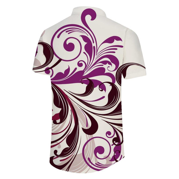 
Fashion Trendy Curve Floral Butterfly Graphic Print Hawaiian Ombre Button Pocket Men's Shirt
                