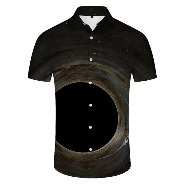 
Crossing the outer space black hole men's casual button-down pocket Hawaiian tropical four seasons short-sleeved shirt beach clothing
                