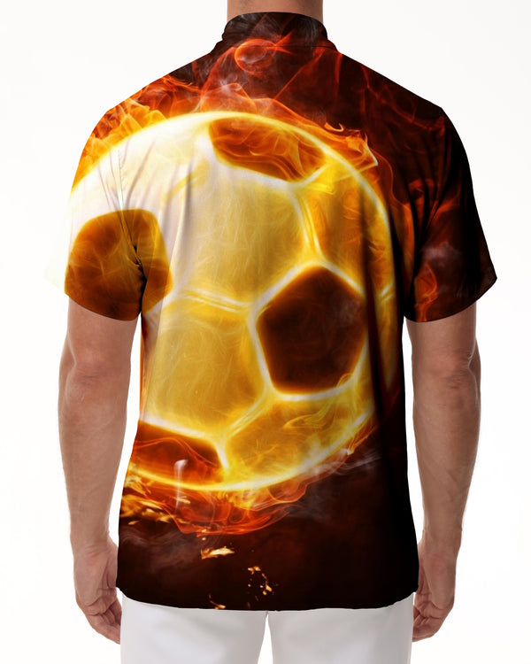 
Football burning football sports flame short sleeve shirt men's casual Hawaiian casual button down short sleeve shirt pattern button down
                