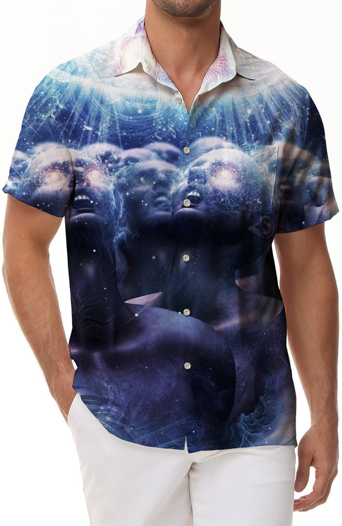 Casual Men's Short Sleeve Spring Summer Lapel Shirt 3D Printing Fashion Tops Shirt Elegant Men Shirt