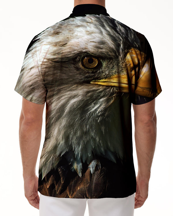 
King Hunter Men's Bald Eagle Shirt Summer Short Sleeve Top Animal Theme Sweatshirt Realistic Pattern
                