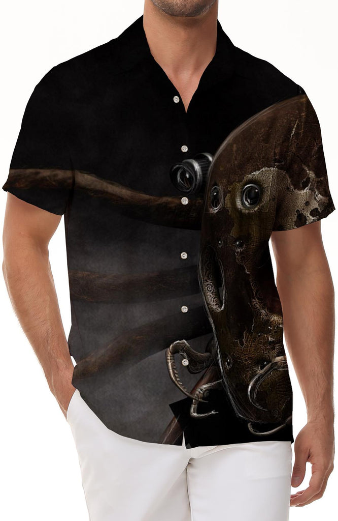 Black personality animal cute cartoon Hawaii tropical four seasons suitable for men's short-sleeved shirt fun clothing
